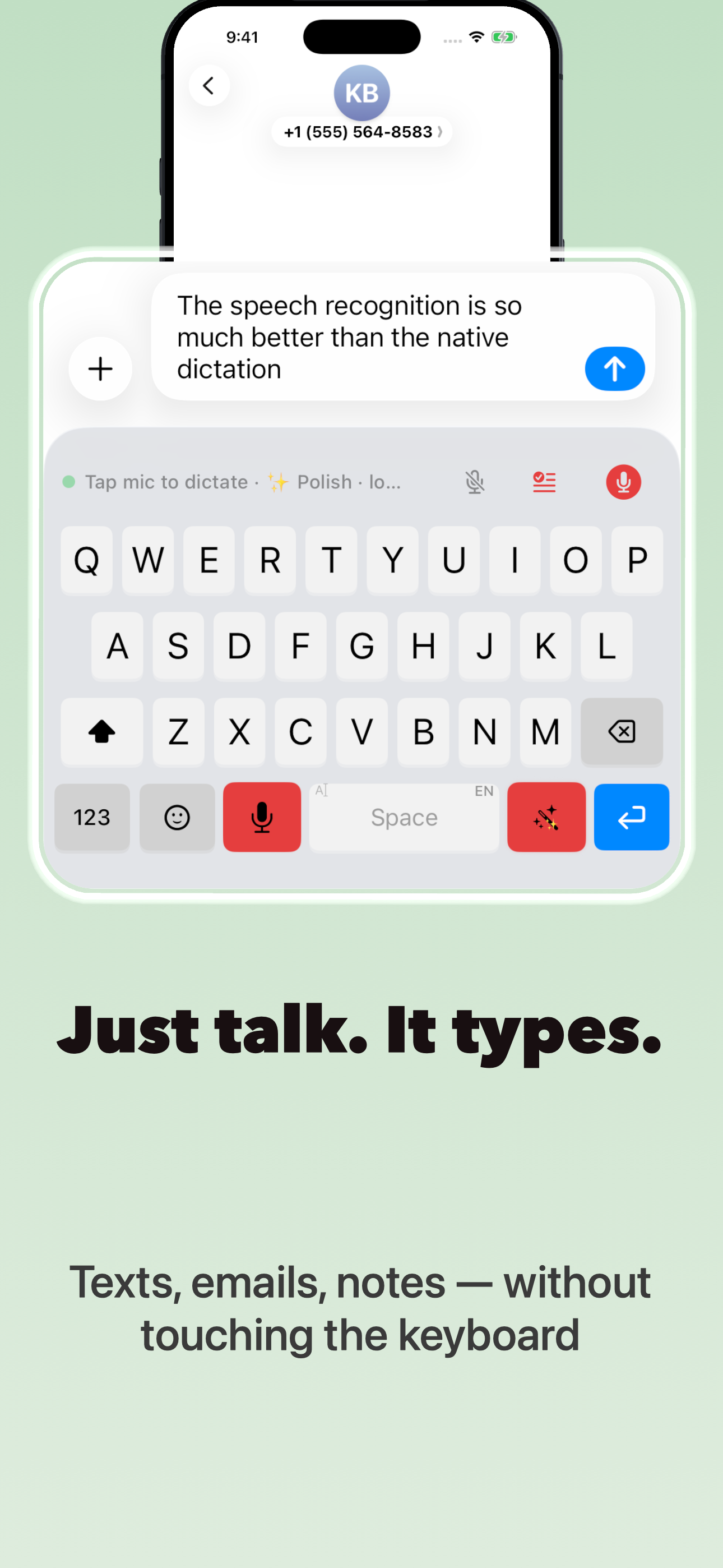 DictaWiz keyboard, hero view